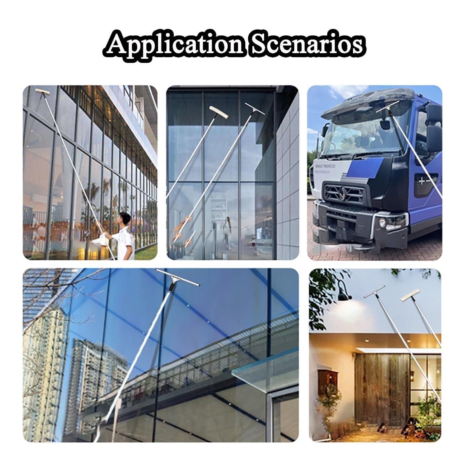 Generic High Altitude Window Cleaning Pole, High Reach Window Cleaner Tool, Squeegee for Window Cleaning with Extension Pole(12m)