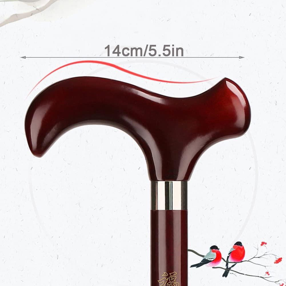 HEBEHO Wooden Quad Walking Cane for Senior, One-Piece Walking Stick, Wood Walking Stick for Men and Women with Four-Legged Base, with Wrist Rope (Size : 90cm/35.4in)