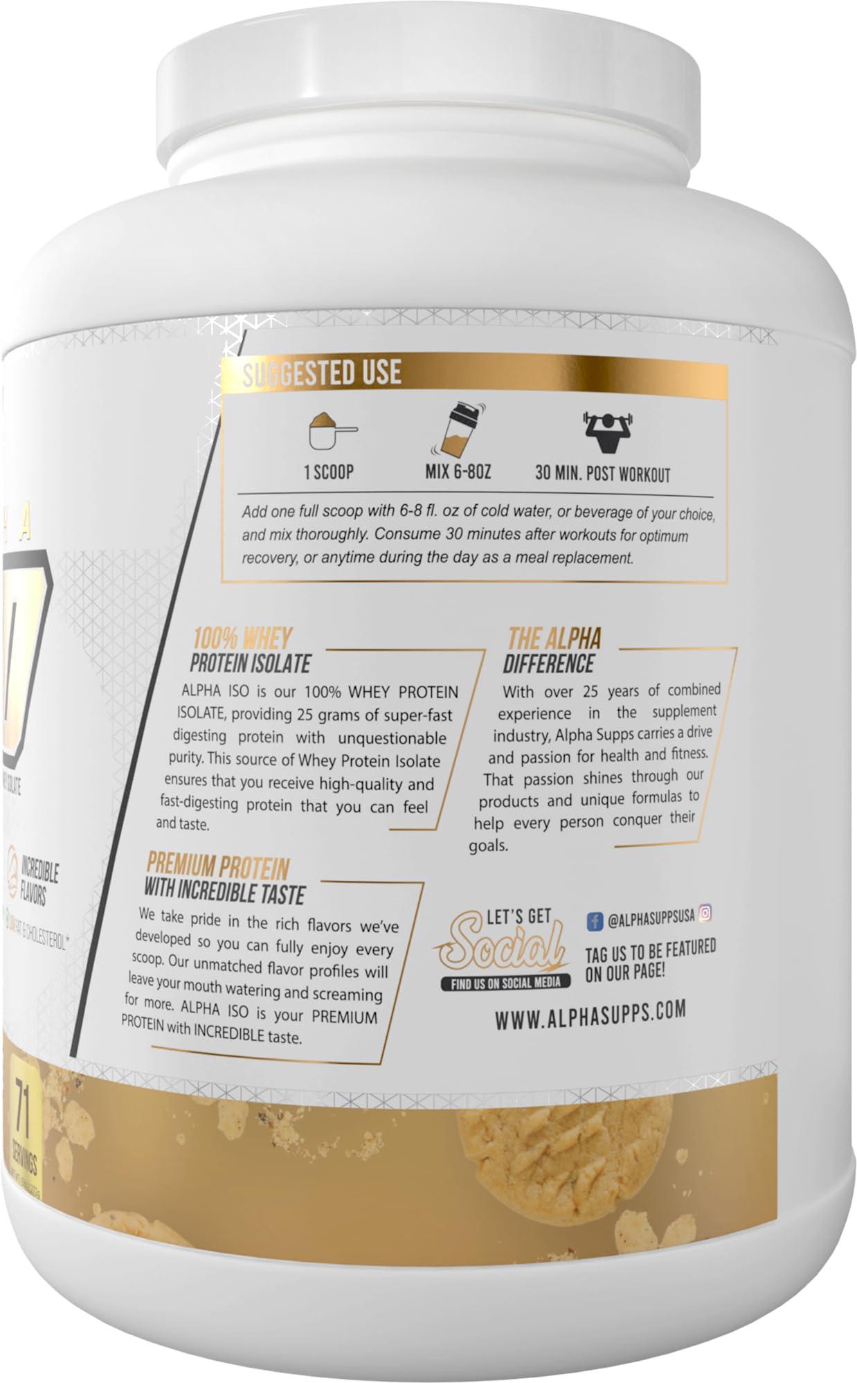 Alpha Supps Alpha Supps ISO, Low Carb 100% Whey Protein Isolate Powder, 25 Grams Per Serving, Helps Support Muscle Growth, Low Sugar and Gluten Free (Snicker Doodle, 5 lb)