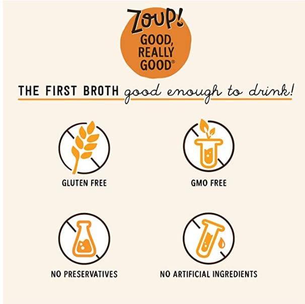 Zoup! Beef Bone Broth by Zoup! Keto-Friendly, Gluten Free, Sugar Free, Non-GMO Clear Broth - Great for Stock, Bouillon, Soup Base or in Gravy - 2-Pack (32 oz)