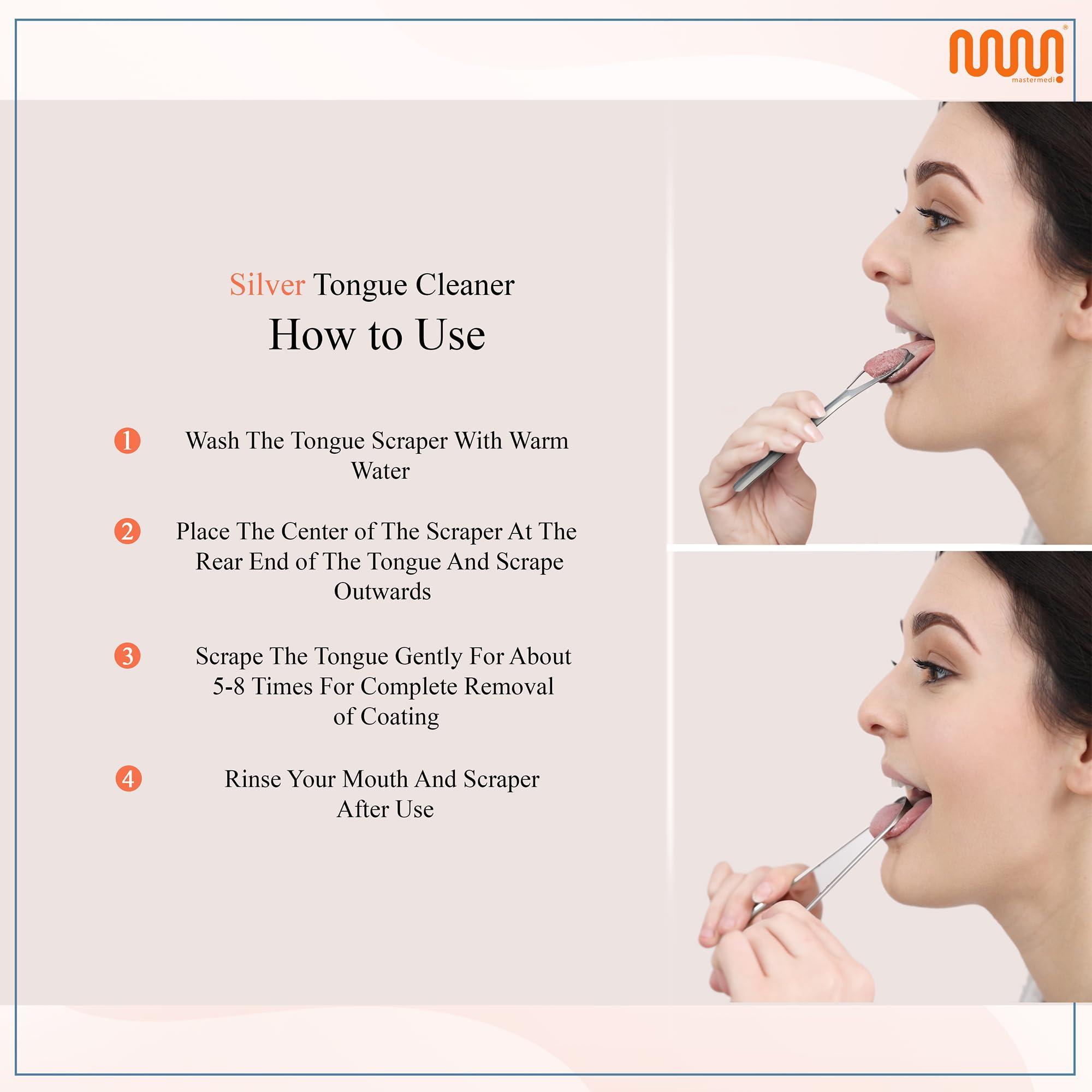 mastermedi MasterMedi Tongue Scraper with Multicolor Cases (2 Pack), 100% Stainless Steel, Reduce Bad Breath, Easy to Use Tongue Scraper for Adults, Tongue Cleaner for Oral Care & Hygiene