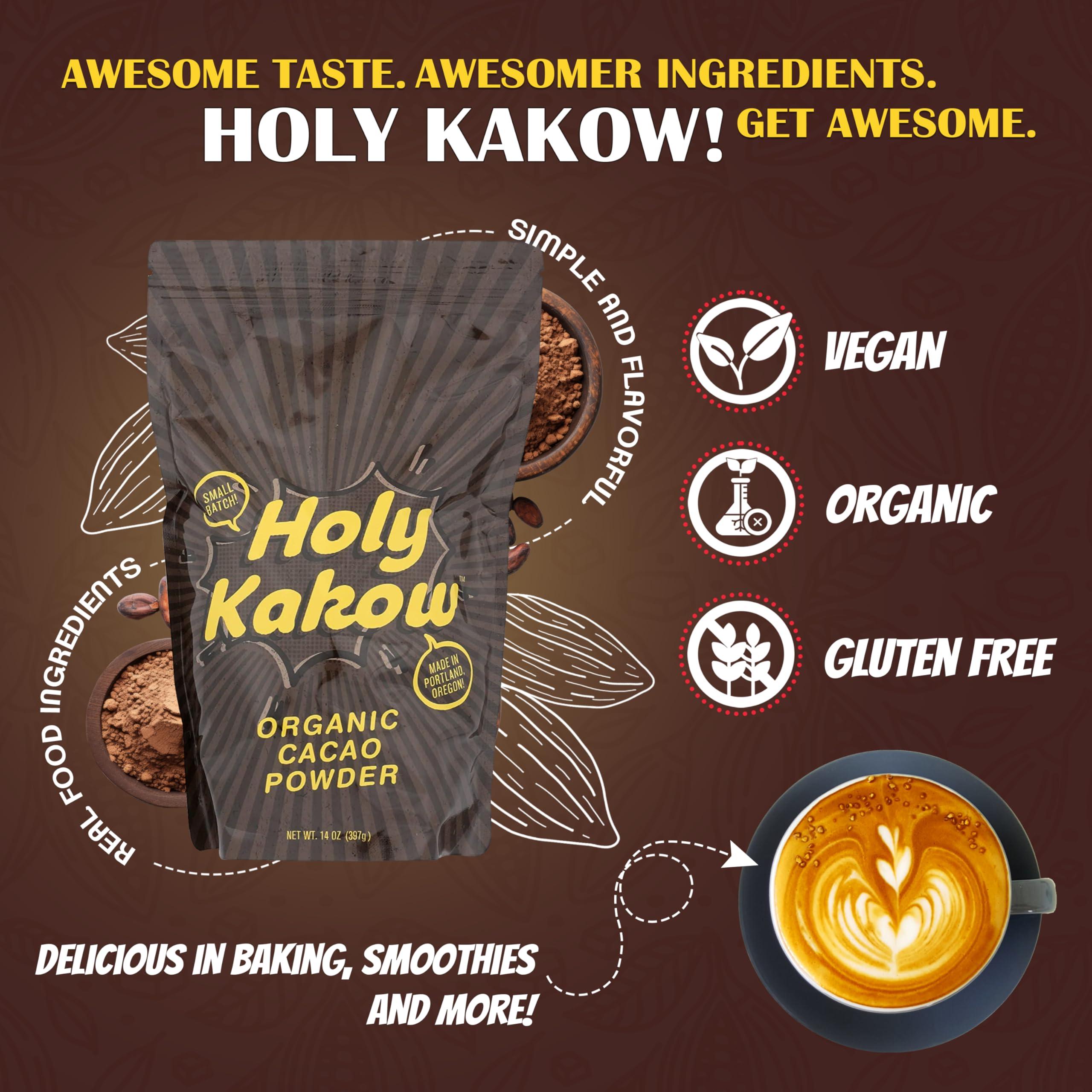 Holy Kakow Holy Kakow Cacao Powder - Organic Cacao Powder, Cacao, Gluten Free, Soy Free, Vegan, Single Origin, Rich in Antioxidants, Organic Raw Cacao Powder - 14oz