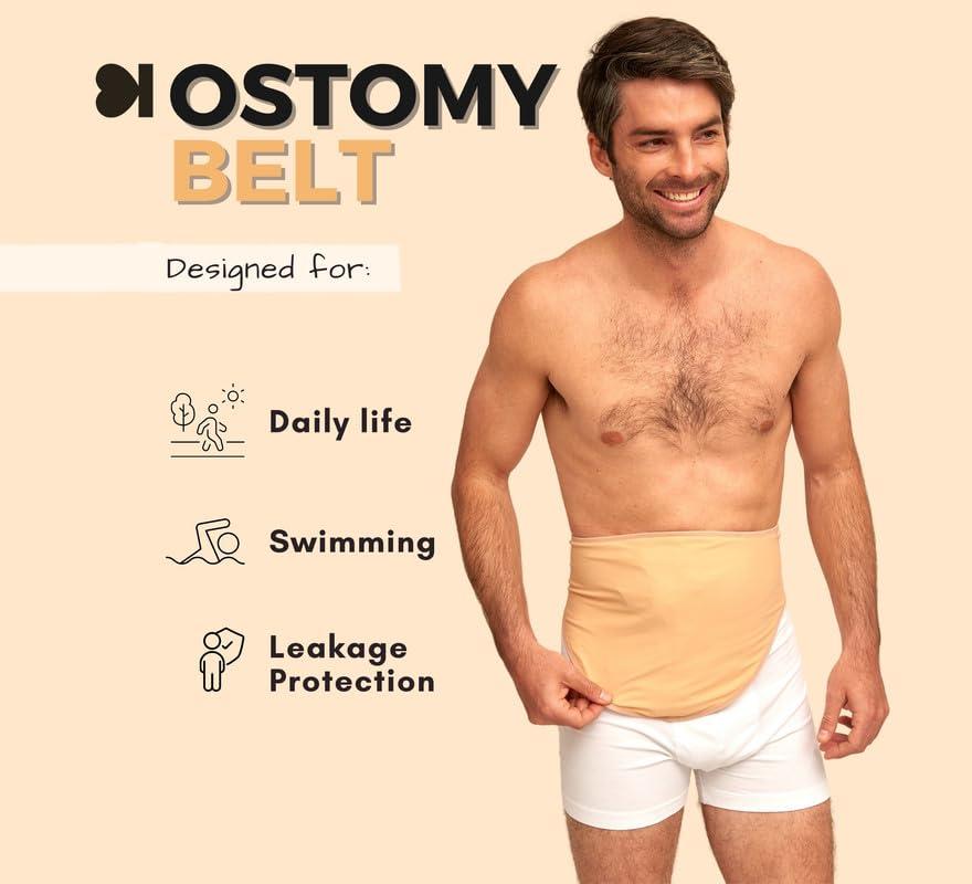 SIIL Ostomy belt for Men & Women, Beige These Ostomy bag covers Acts as Colostomy Belt, Ileostomy Belt as this Stoma Support belt is compatible W/Colostomy bags, Ileostomy bags. Made in Europe
