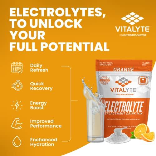 Vitalyte Vitalyte Electrolyte Powder Drink Mix Bundle, 1 Standup Pouch + 25 Count Packet, Gluten Free Post Workout Powder Drink Mix, Orange Flavor