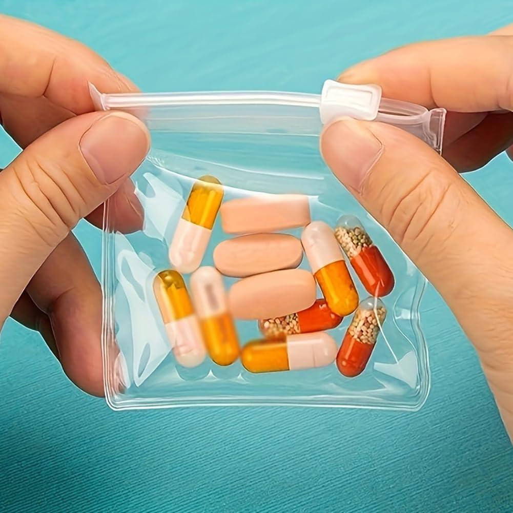 GSHLLO 24 Pcs Clear Plastic Pill Bags Zippered Pill Pouch Bags Small Reusable Pill Pouches Small Travel Medicine Pouches Vitamin Storage Bags with Slide Lock