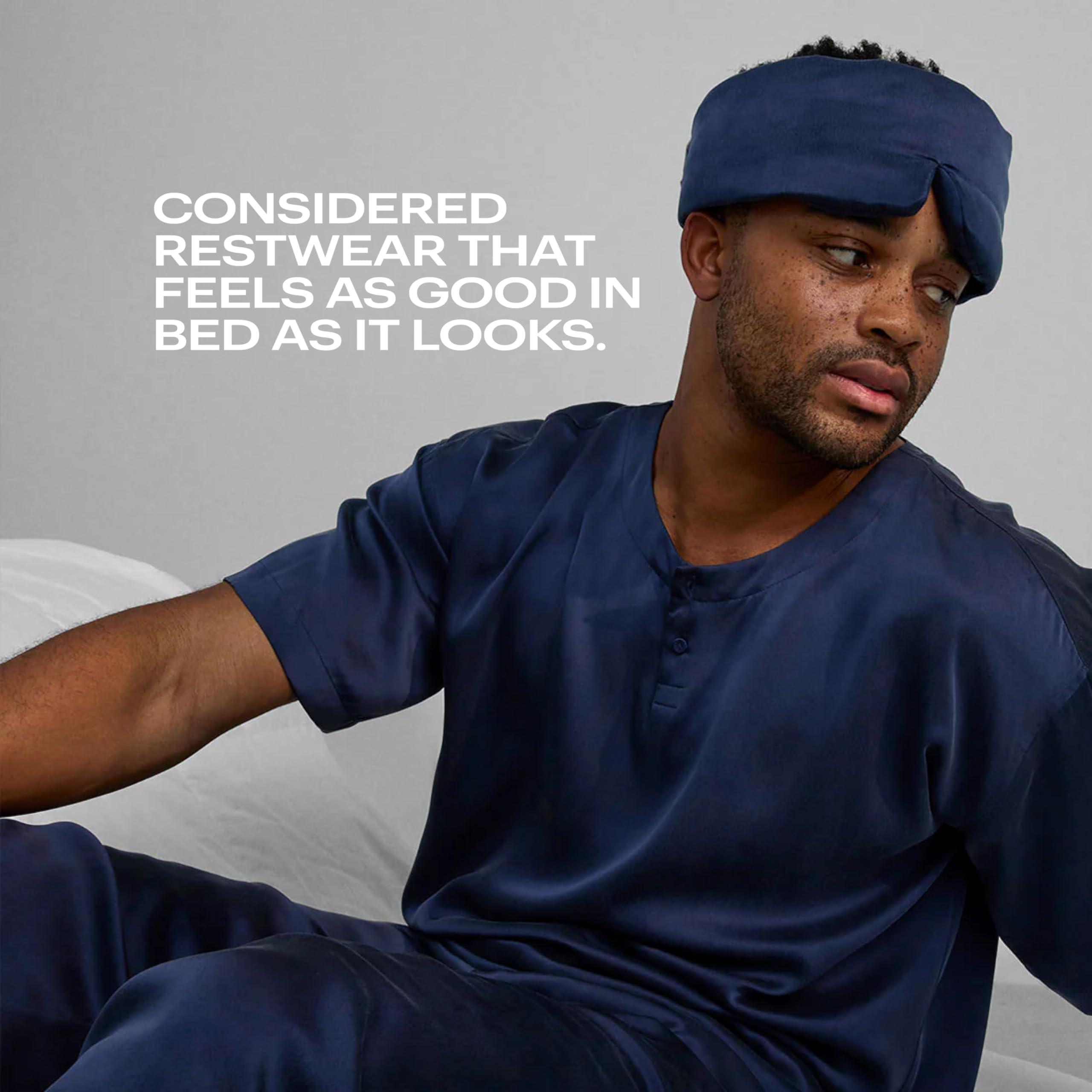 Lunya Lunya Sleep Mask with Box - Washable Silk Sleeping Mask and Headband for Beauty Routines - Thermoregulating Comfort for Restful Nights - Silk Eye Mask for Women - Deep Blue