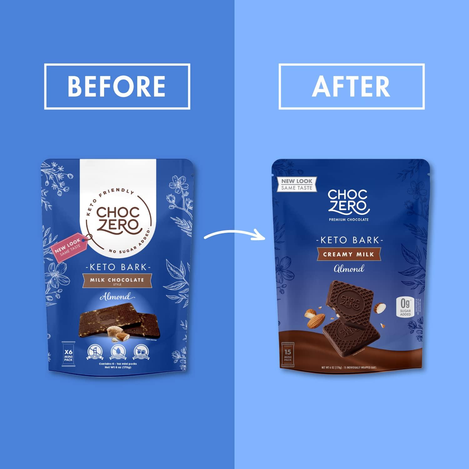 ChocZero ChocZero Milk Chocolate with Almonds Keto Bark, 6 Ounce (Pack of 1)