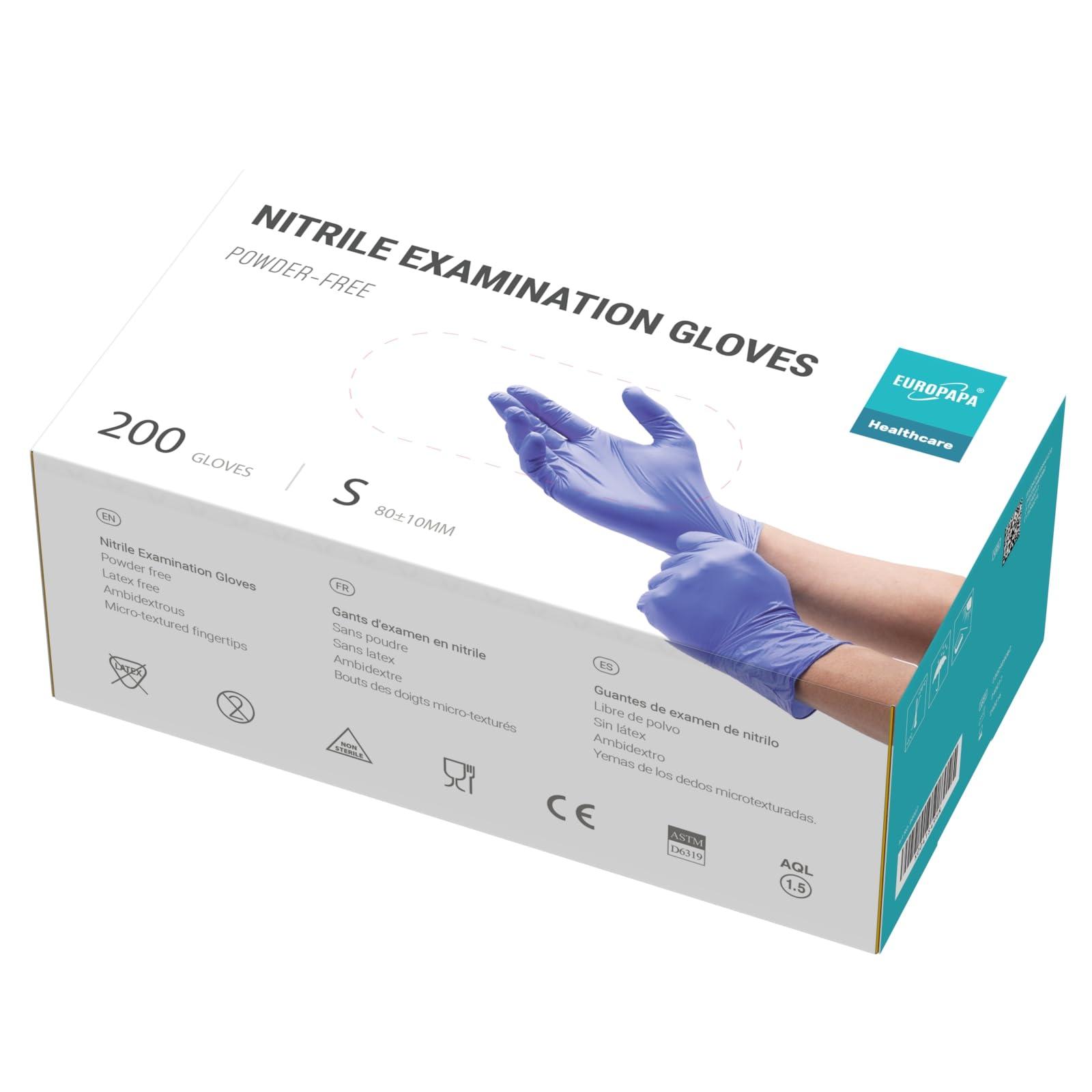 EUROPAPA EUROPAPA Nitrile Examination Gloves, Purple, S, Pack of 200