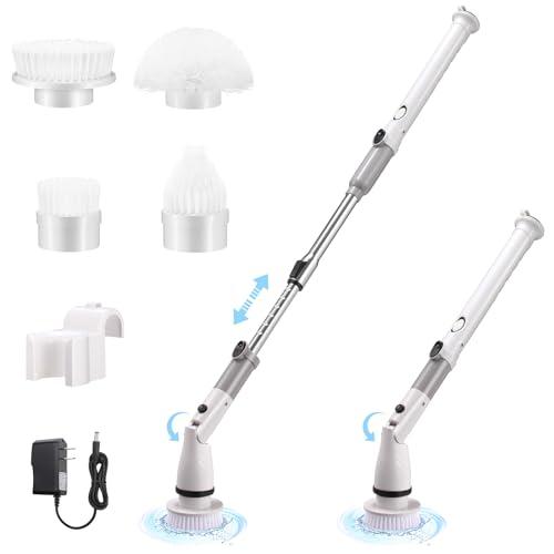 kosmegal KOSMEGAL Electric Spin Scrubber for Cleaning, Shower Scrubber with Long Handle, Cordless Bathroom Cleaner with Adjustable Arm and 4 Replaceable Brush Heads for Bathtub Tile Floor