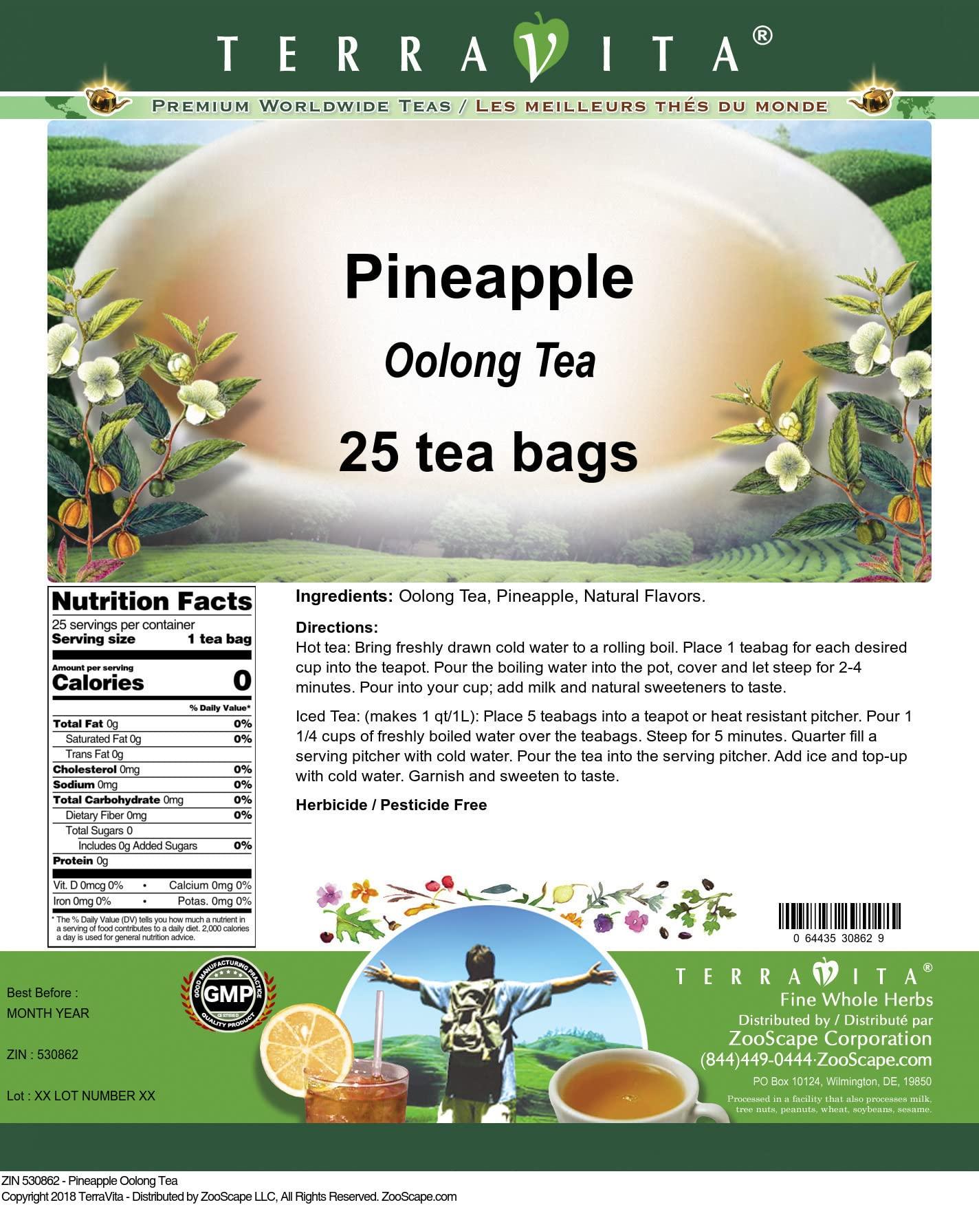TerraVita Pineapple Oolong Tea (25 tea bags, ZIN: 530862) - 2 Pack