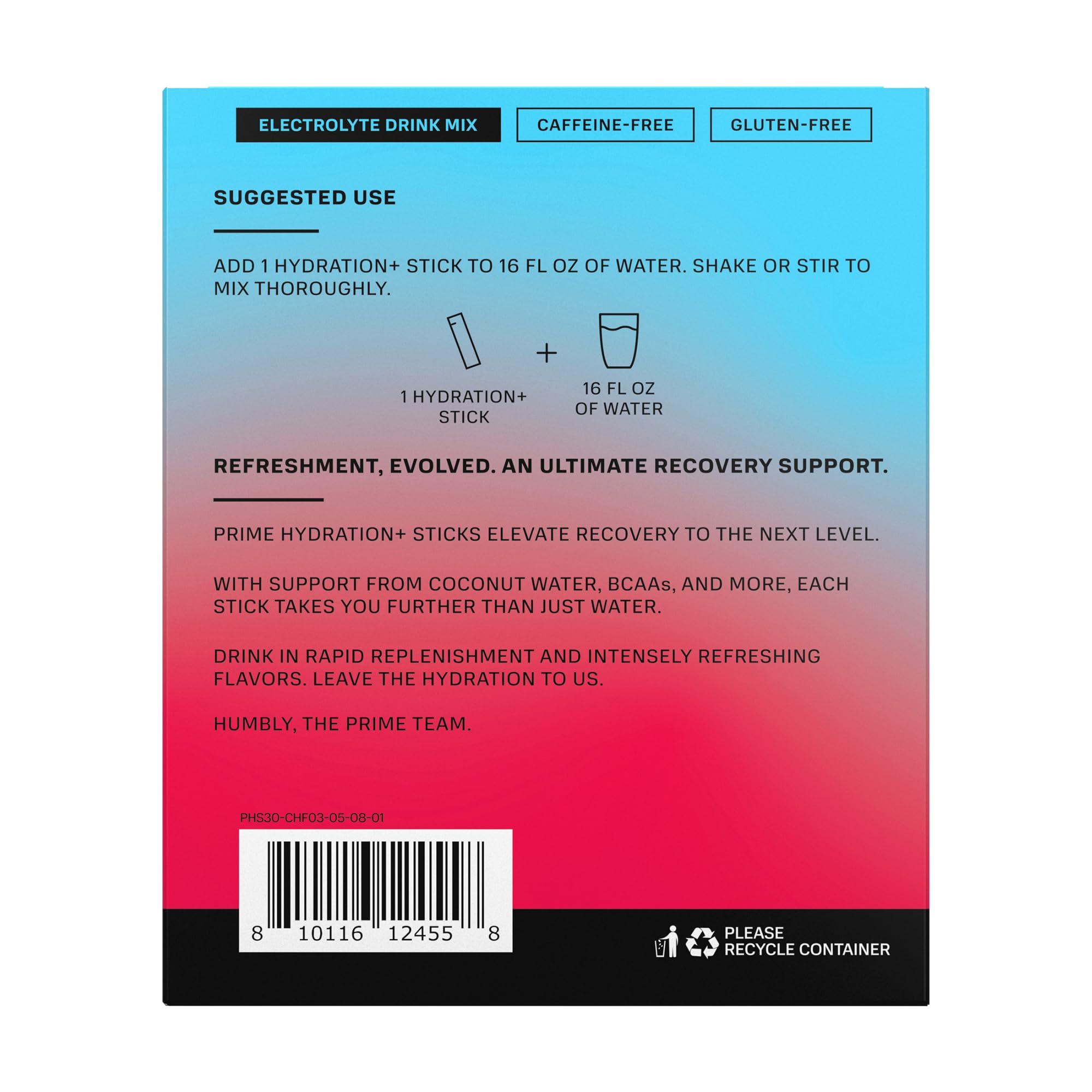 PRIME HYDRATION PRIME HYDRATION+ Sticks Cherry Freeze | Hydration Powder Single Serve Sticks | Electrolyte Powder On The Go | 250mg BCAAs, B Vitamins, Antioxidants | Low Sugar | Caffeine-Free | Vegan | 48 Sticks