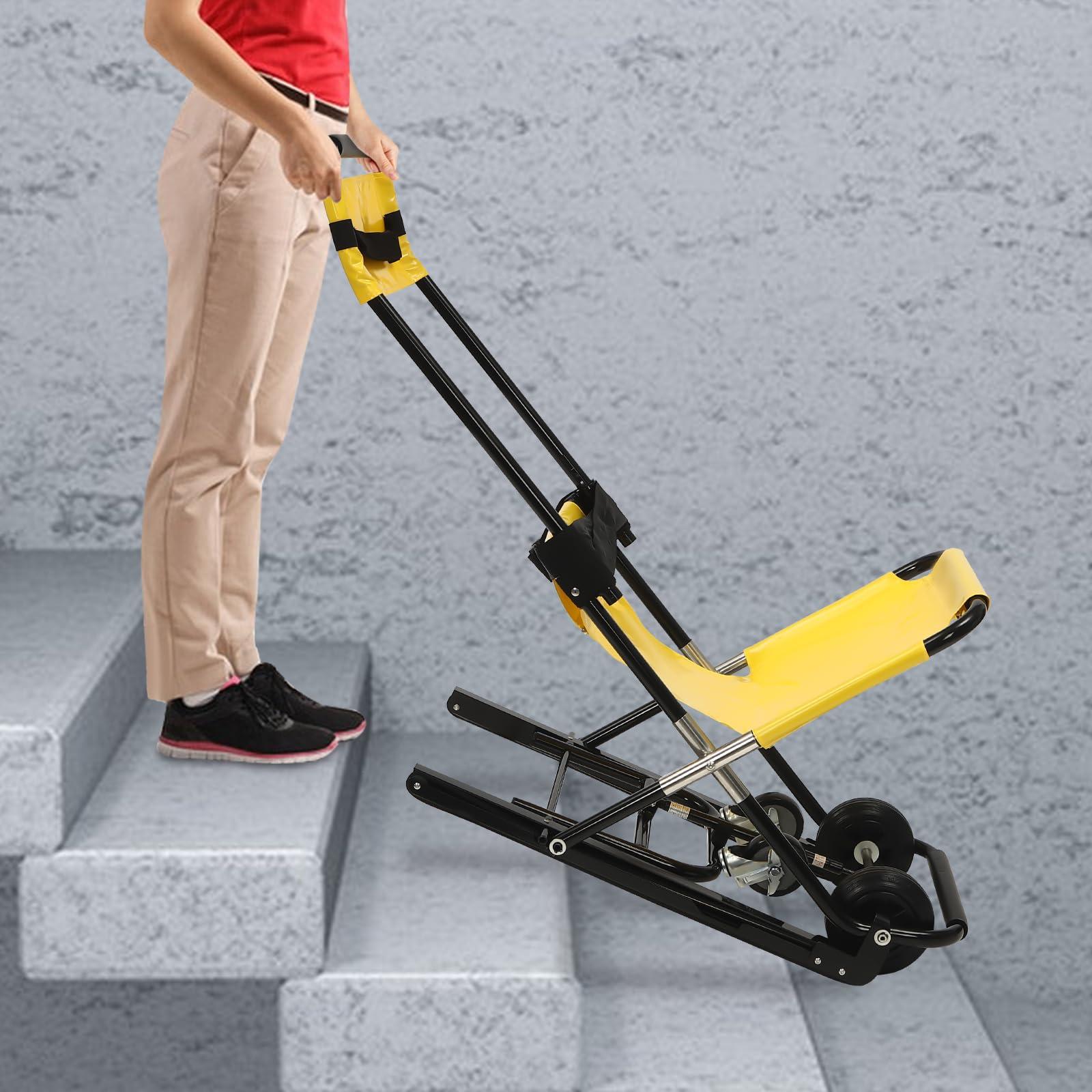 Oiveinya Folding Stair Chair Lift, Aluminium Alloy Chair Lift Stairs Elderly Stair Lifts Assist Devices with 4 Wheels, Portable Foldable Stair Chair Lift for The Seniors Injured Disabled, Load 350Lbs