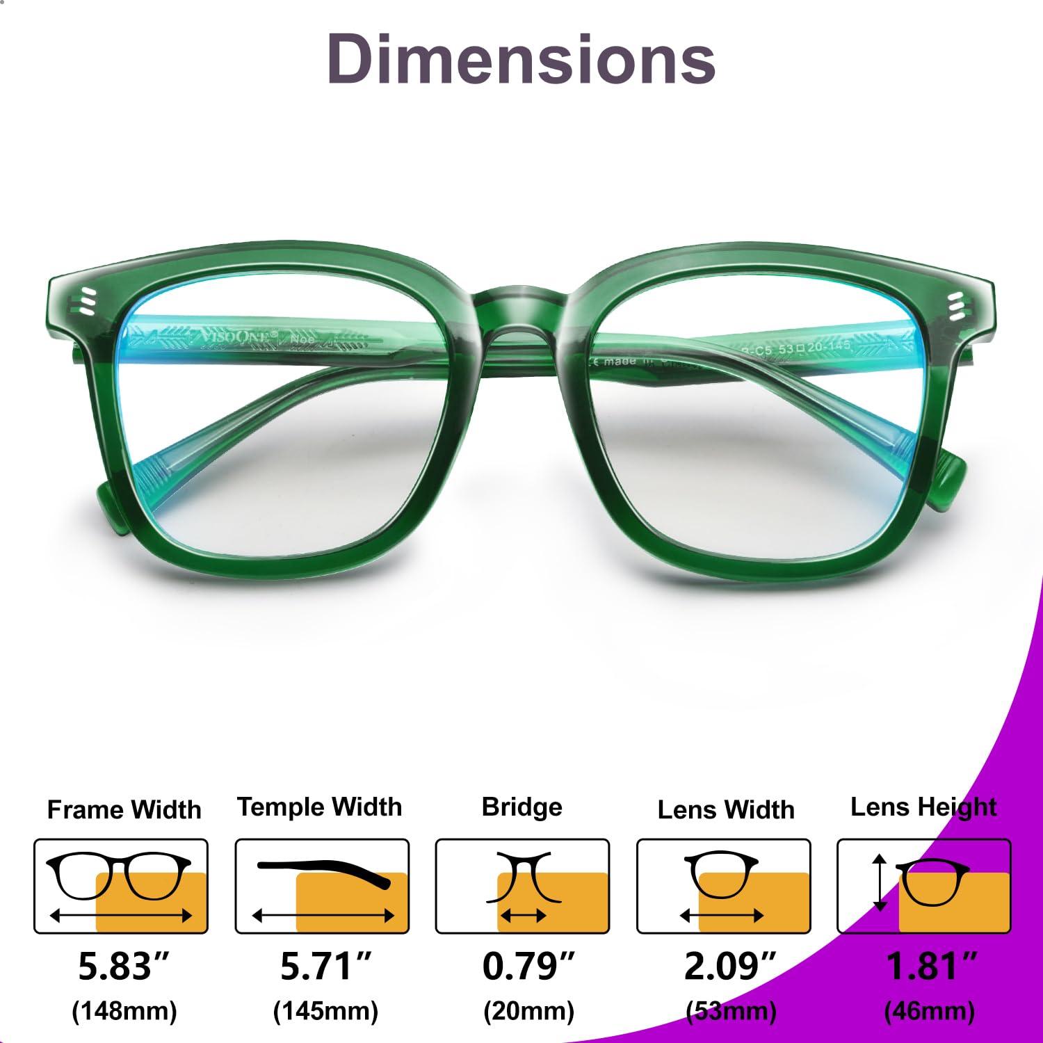 VISOONE VISOONE Square Classic Blue Light Blocking Glasses with Non Prescription Anti Glare For Women and Men NOE