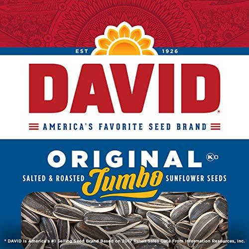 DAVID Seeds DAVID Seeds Original Salted and Roasted Jumbo Sunflower Seeds, Keto Friendly Snack, 5.25 OZ Bags, 12 Pack