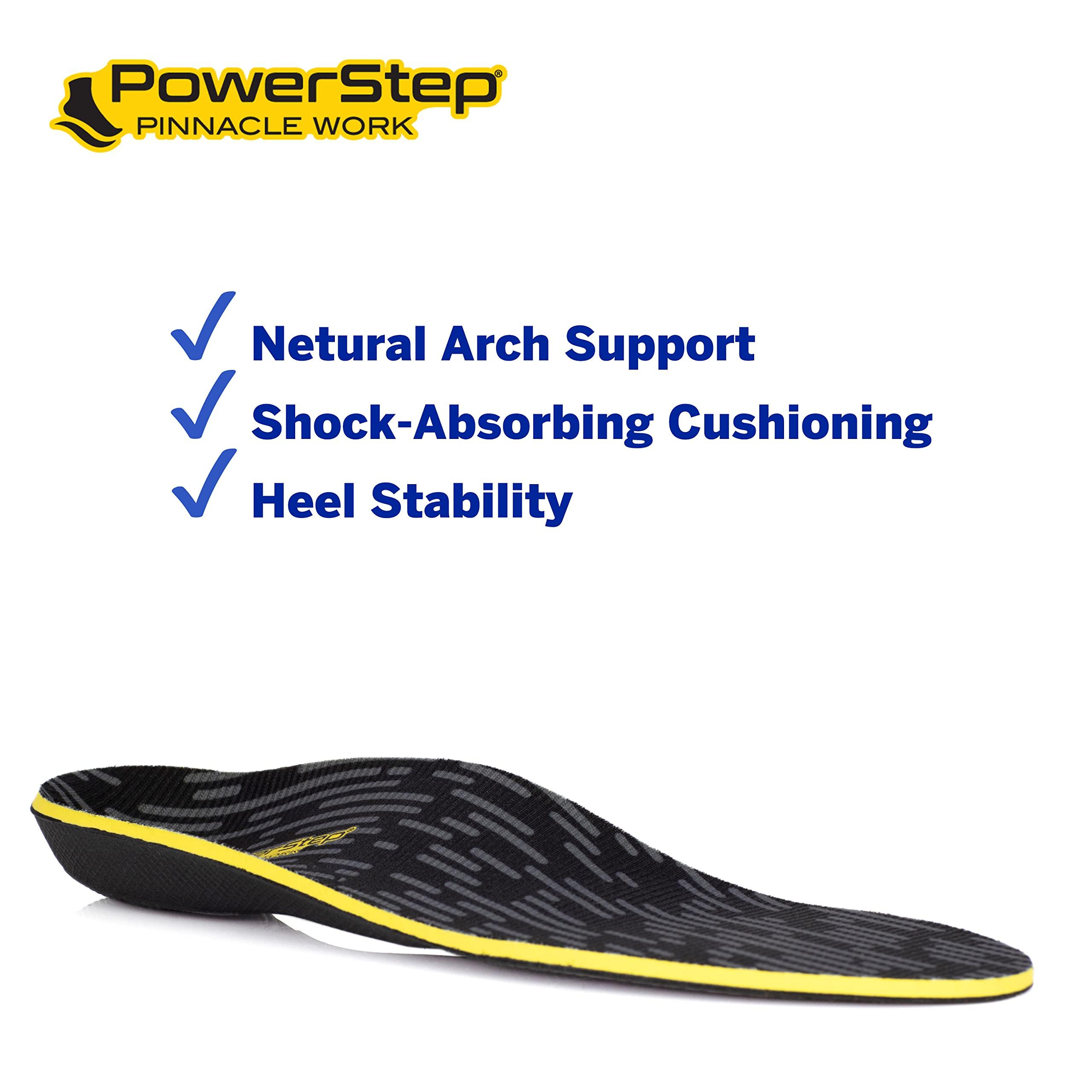 Powerstep PowerStep Insoles, Pinnacle Work, Work Boot Arch Support, Insoles For Standing All Day, Arch Support Orthotic For Men, M12-13