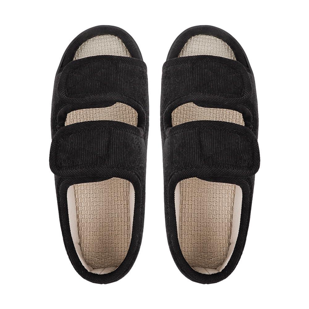 ITODA Diabetic Swollen Sandals for Men Women Wide Width Edema Adjustable Extra Wide Open Toe Diabetic Slippers for Swollen Feet Arthritis Elderly Swelling Neuropathy Lymphedema Surgery Recovery Footwear