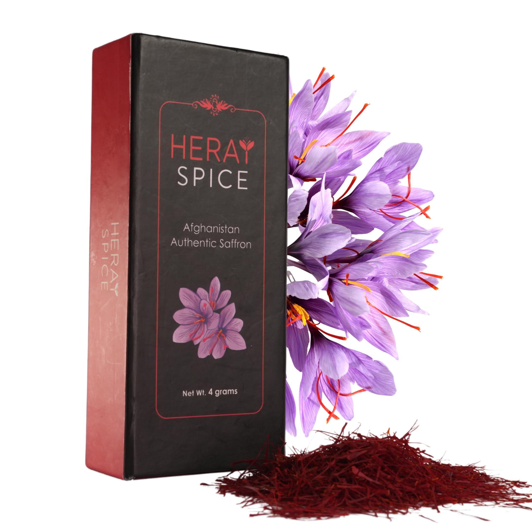 Heray Spice 4 Grams Afghanistan Saffron Threads, Coming from Herat Province, Rich and Aromatic Saffron, Premium Grade A, All Red