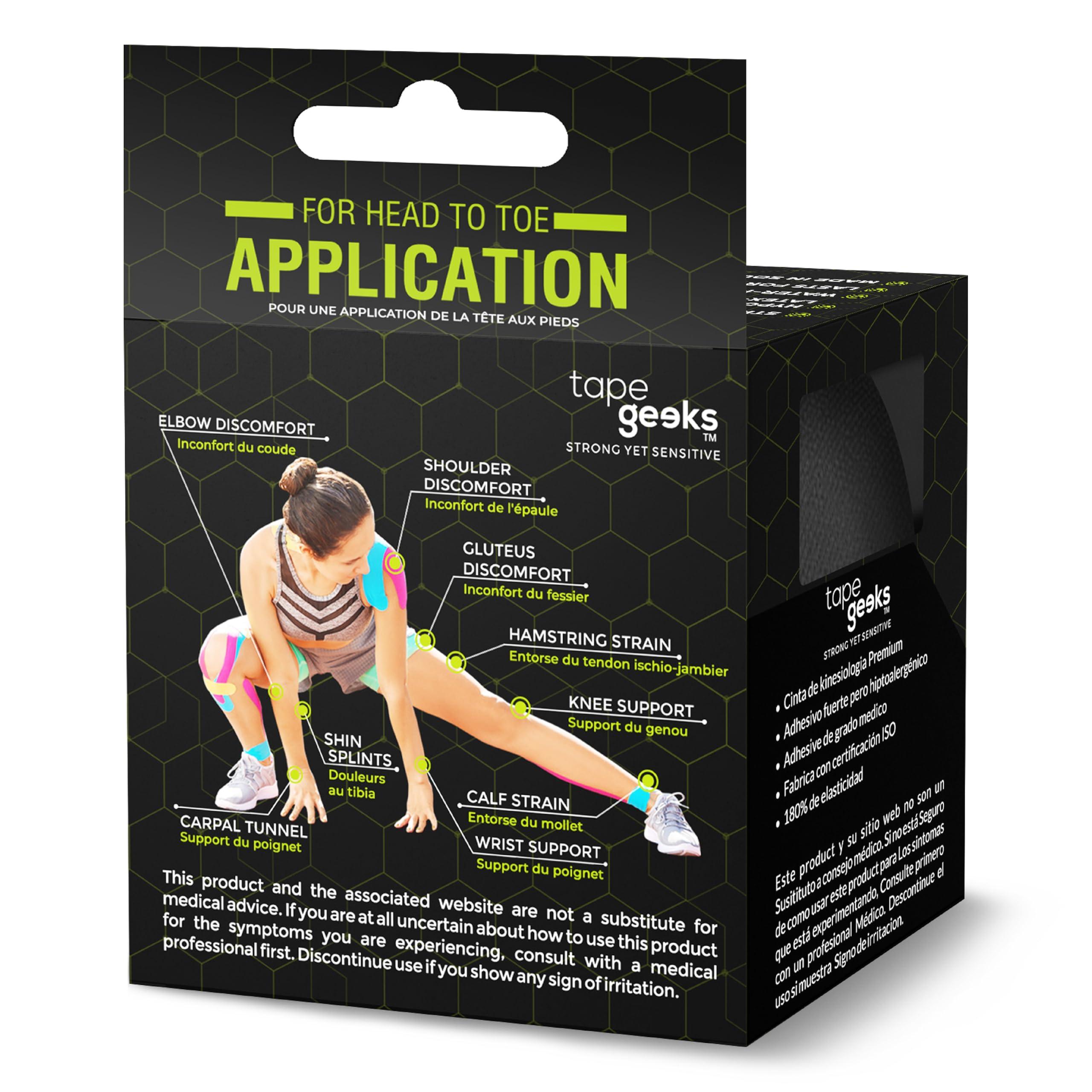 TapeGeeks TapeGeeks Kinesiology Tape Purple Tape - Hypoallergenic Sports Tape Athletic, Exercise Tape, Body Tape for Skin, Weight Lifting Tape, Wrist Pain Relief, Running Tape, Gym Tape, Volleyball Tape