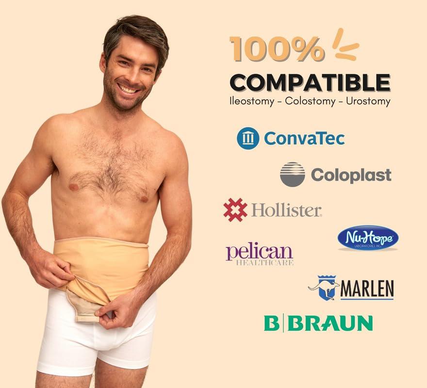 SIIL Ostomy belt for Men & Women, Beige These Ostomy bag covers Acts as Colostomy Belt, Ileostomy Belt as this Stoma Support belt is compatible W/Colostomy bags, Ileostomy bags. Made in Europe