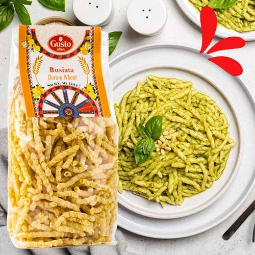 GUSTO ETNA Busiata Pasta, Spiral Pasta (500 gr), Artisan Italian Pasta, Busiate Pasta, Product of Italy, Non GMO, by Gusto ETNA