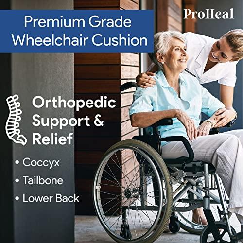 ProHeal Coccyx Foam Wheelchair Cushion 20" x 16" x 4" - Offers Lower Back Support - Relief for Pressure Sores and Pain - High Density, High Resilient Foam - 1 Year Warranty
