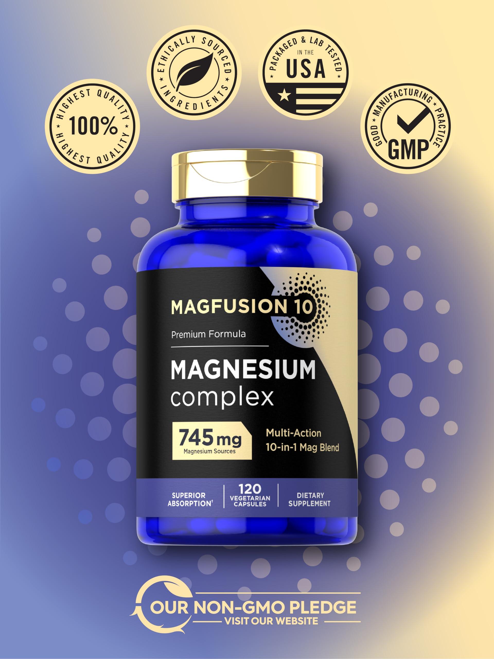 Magfusion-10 Magfusion-10 Magnesium Complex Supplement 745mg | 120 Capsules | 10 in 1 Blend | Vegetarian, Non-GMO, Gluten Free