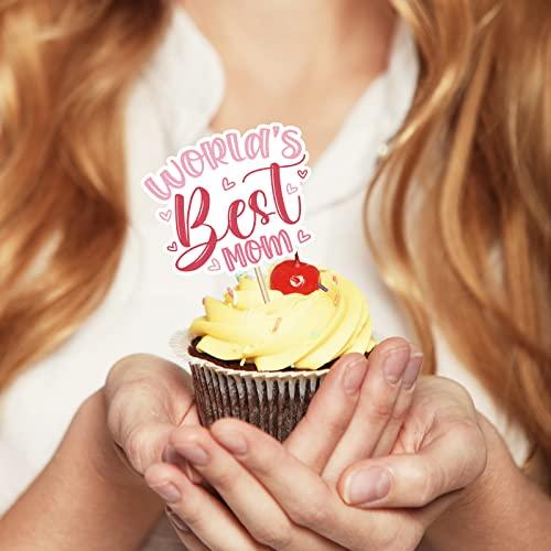 M1NTP1US + 144PCS Happy Mothers Day Cupcake Toppers Decorations Mom Day Thank You Appetizers Toothpicks Sticks Food Picks Party Supplies