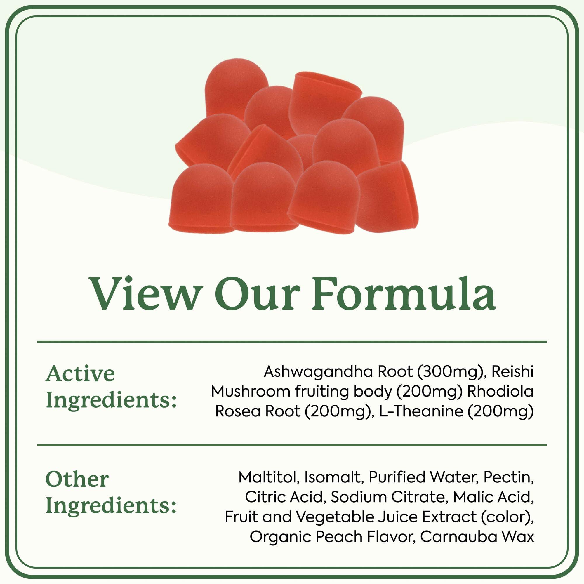 Plant People Plant People WonderCalm Mushroom Gummies - Natural Ashwagandha Supplement to Ease Stress & Boost Mood for Adults without Sugar, Gluten or Artificial Colors, Vegan-Friendly, Peach Flavor, 60 Count