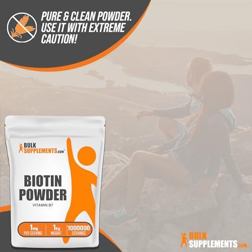 BulkSupplements BulkSupplements.com Pure Biotin Powder - as Vitamin B7, Biotin Supplement, Biotin Vitamins for Hair, Skin and Nails - Gluten Free, 1mg per Serving, 1kg (2.2 lbs) (Pack of 1)