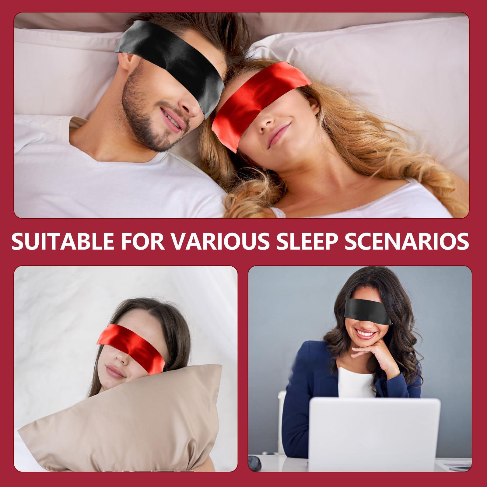 nrougdit 2 Pieces Satin Eye Mask,Sex Blindfold Soft Sleep Mask Adjustable Satin Blindfold Soft Satin Eye Covers Eye Mask Sexy Playsuit Lingerie AccessoriesTravel Nap Night Sleep Eye Mask