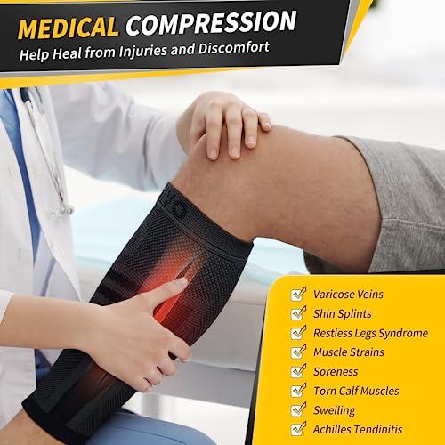 CAMBIVO CAMBIVO Calf Compression Sleeve for Men and Women, Shin Splint Brace Support for Leg Pain Relief & Varicose Vein Treatment, Footless Compression Socks for Running(Gray,Large-X-Large)