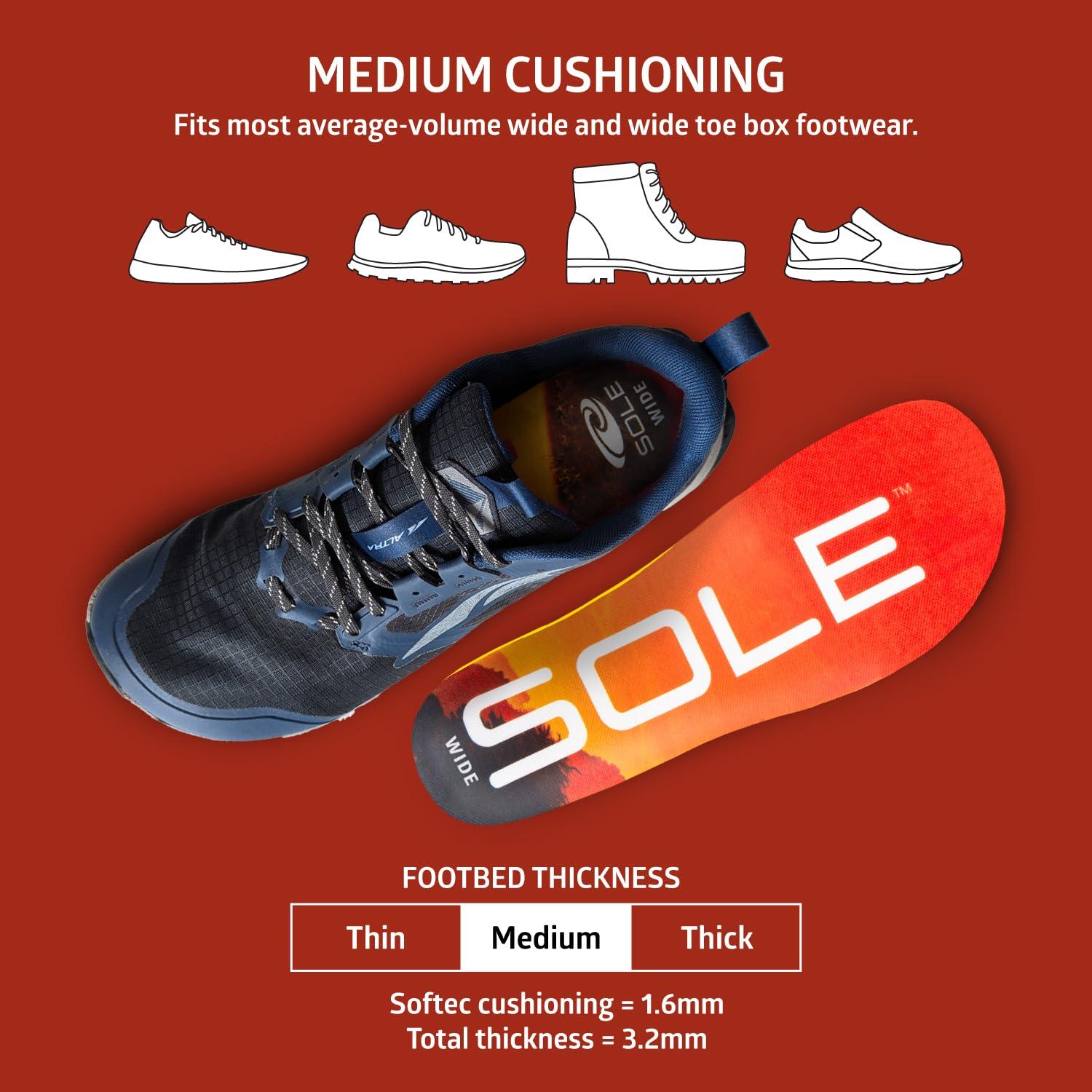 SOLE SOLE Performance Medium Wide Plantar Fasciitis Insoles, Men & Women - Arch Support Inserts for Foot Health and Heel Pain Relief, Orthotic Shoe Inserts Men & Women
