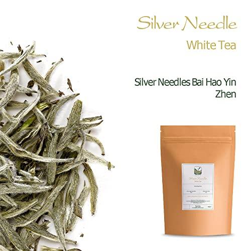 Valley of Tea Silver Needle White Tea - 100 Procent Pure Buds - Baihao Yinzhen Chinese Silver Tip Bai Hao Yin Zhen - White Tea Silver Bai Hao Yin Zhen Tea White Needle Tea Silver Needle Tea Bai Tea White Tip 40g