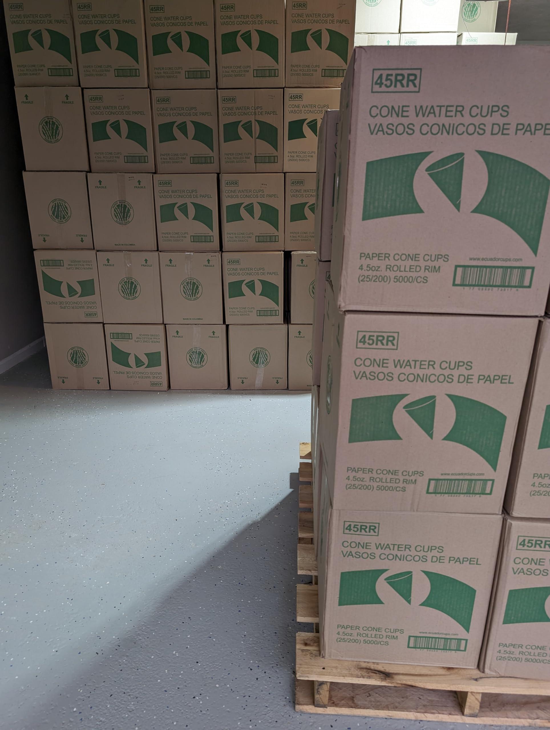 Earthwise Paper Goods 5000 count 4.5 oz White Paper rolled rim Cone Cups, 200/Carton, 25 Cartons/Case