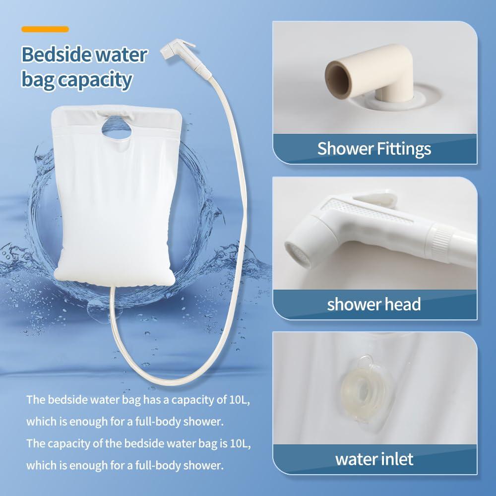 JJFFTAO JJFFTAO,Medical Inflatable Bathtub,Bed Bath,Medical PVC Bedside Shower bathtubKit,Bed Shower for Patients with Reduced Mobility,Bedside Water Bag+Electric air Pump+Medical Inflatable Shampoo Basin