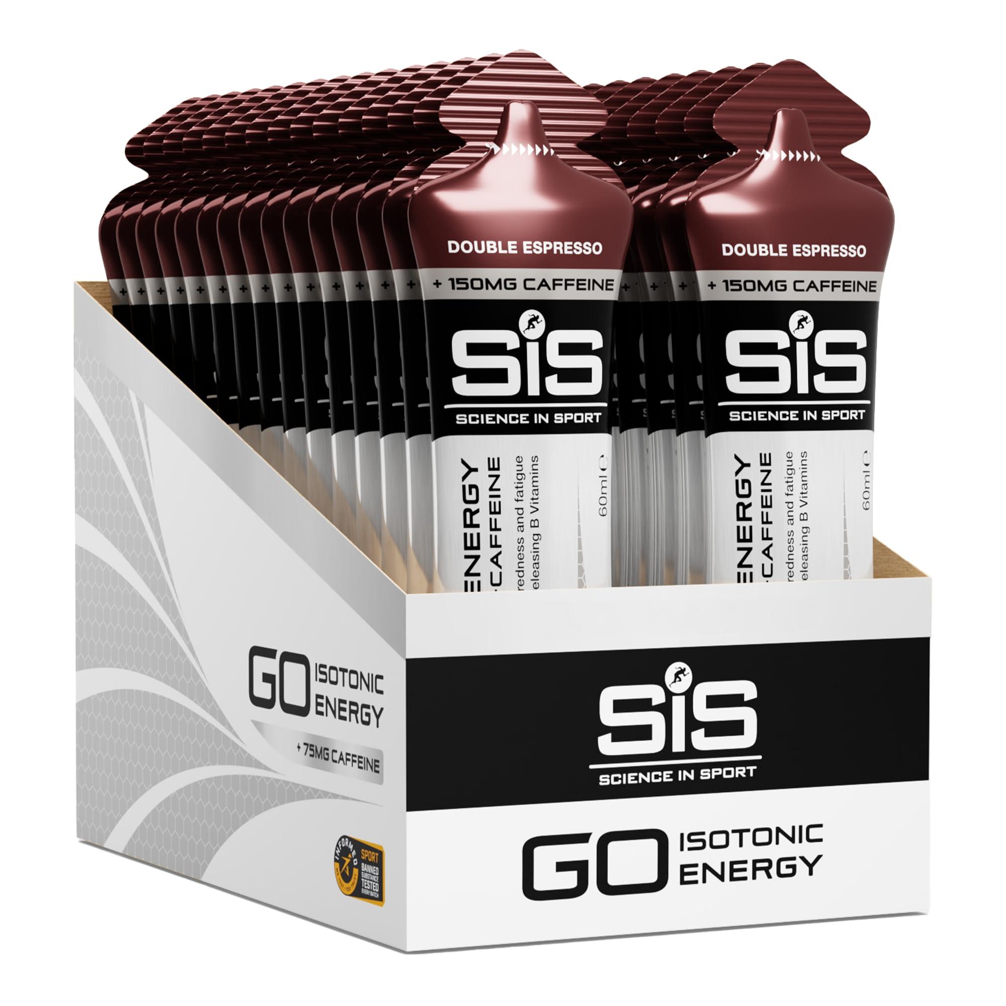Science in Sport Science in Sport Energy Gel Pack, 30 Pack Energy Gels + Caffeine, 22g Fast Acting Carbs, Endurance Sport Gels, Double Espresso, 2 Fl Oz (Pack of 30)