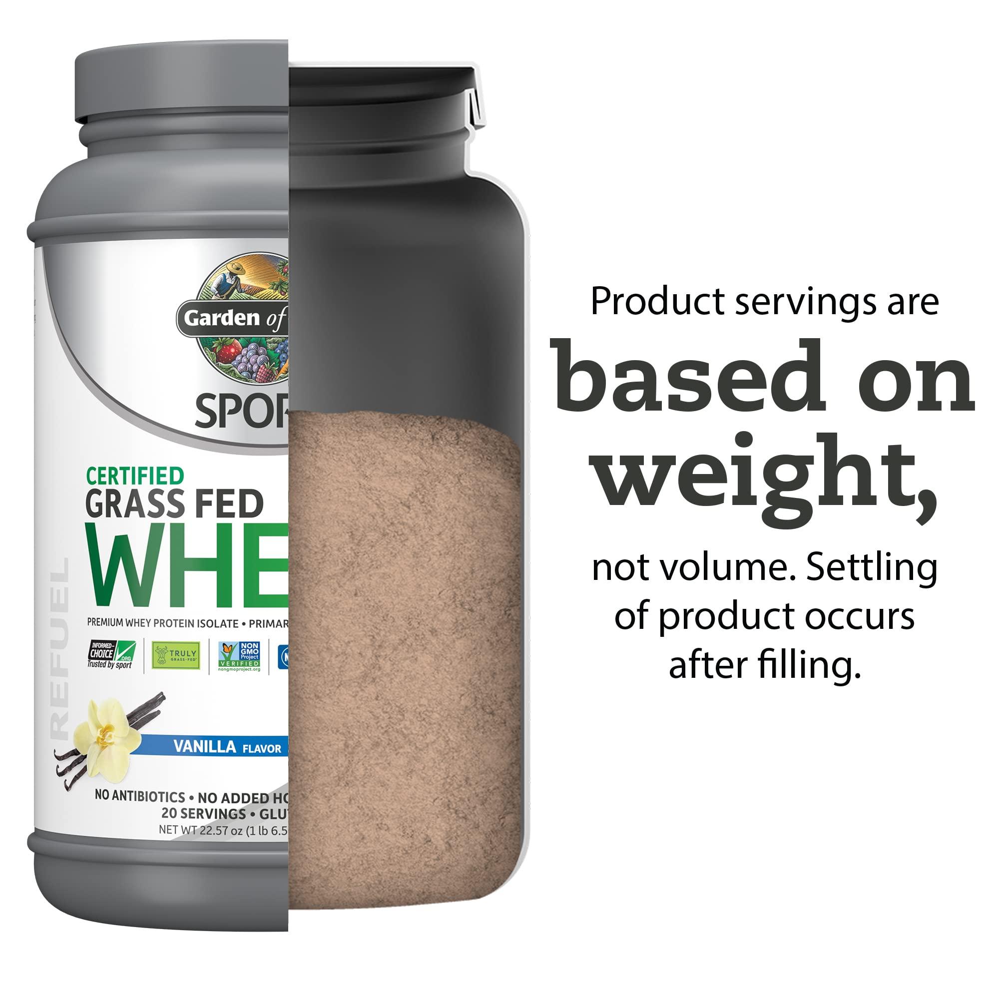 Garden of Life Garden of Life Sport Whey Protein Powder Vanilla, Premium Grass Fed Whey Protein Isolate Plus Probiotics for Immune System Health, 24g Protein, Non GMO, Gluten Free, Cold Processed - 20 Servings
