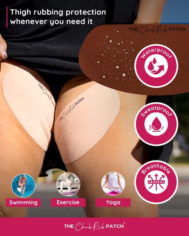 THE CHUB RUB PATCH The Chub Rub Patch for Thighs (AS SEEN ON SHARK TANK), Anti Chafe Thigh Chafing Prevention Friction Tape Patches, Anti Chafing Skin Tape for Inner Thigh Rubbing Prevention Women (3 Pairs), Chestnut