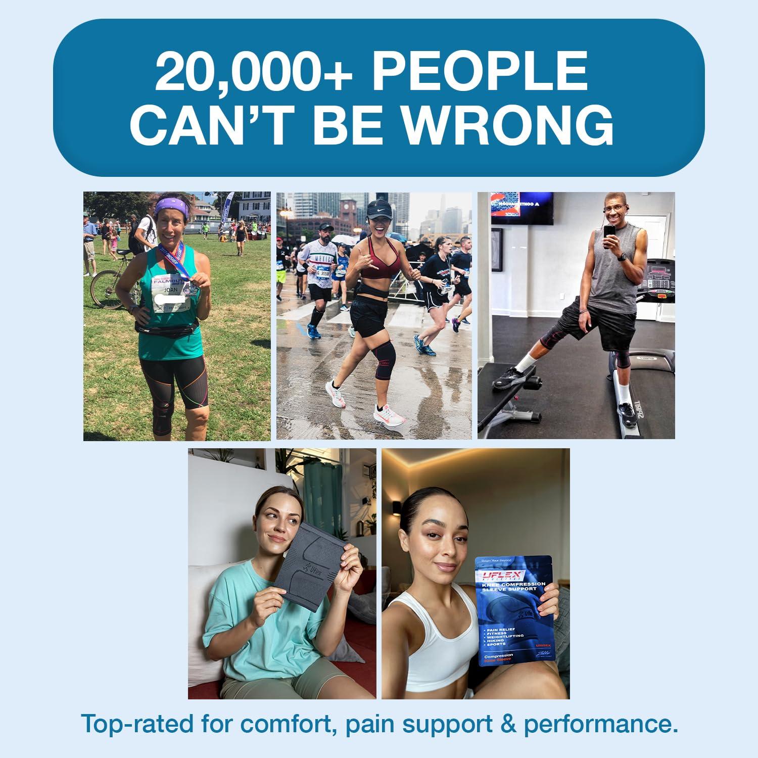 UFlex Athletics UFlex Athletics Knee Compression Sleeve Support for Women and Men - Knee Brace for Pain Relief, Fitness, Weightlifting, Hiking, Sports - Blue, Large