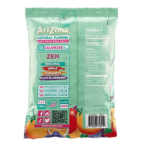 Arizona AriZona Green Tea Fruit Snacks, Gluten Free Mixed Fruit Gummy Chews 5 Ounce Individual Single Serve Bags, Green Tea,(Pack of 12)