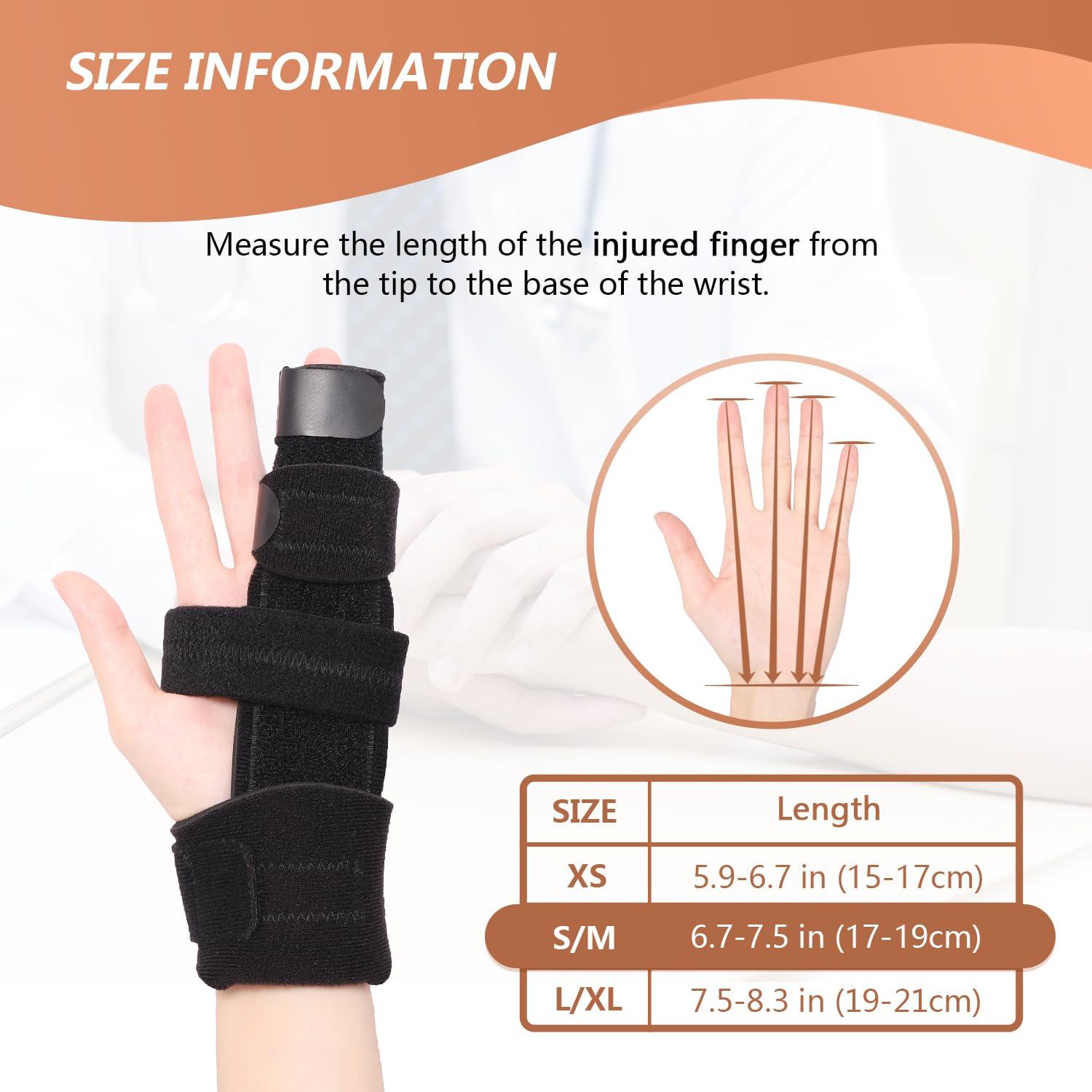 Scurnhau Scurnhau Trigger Finger Splint Finger Brace for 2 Fingers Reversible Finger Splints for Mallet Finger Broken Finger Arthritis Metacarpal Fracture Hand Brace with Finger Support Joints Immobilizer-S/M