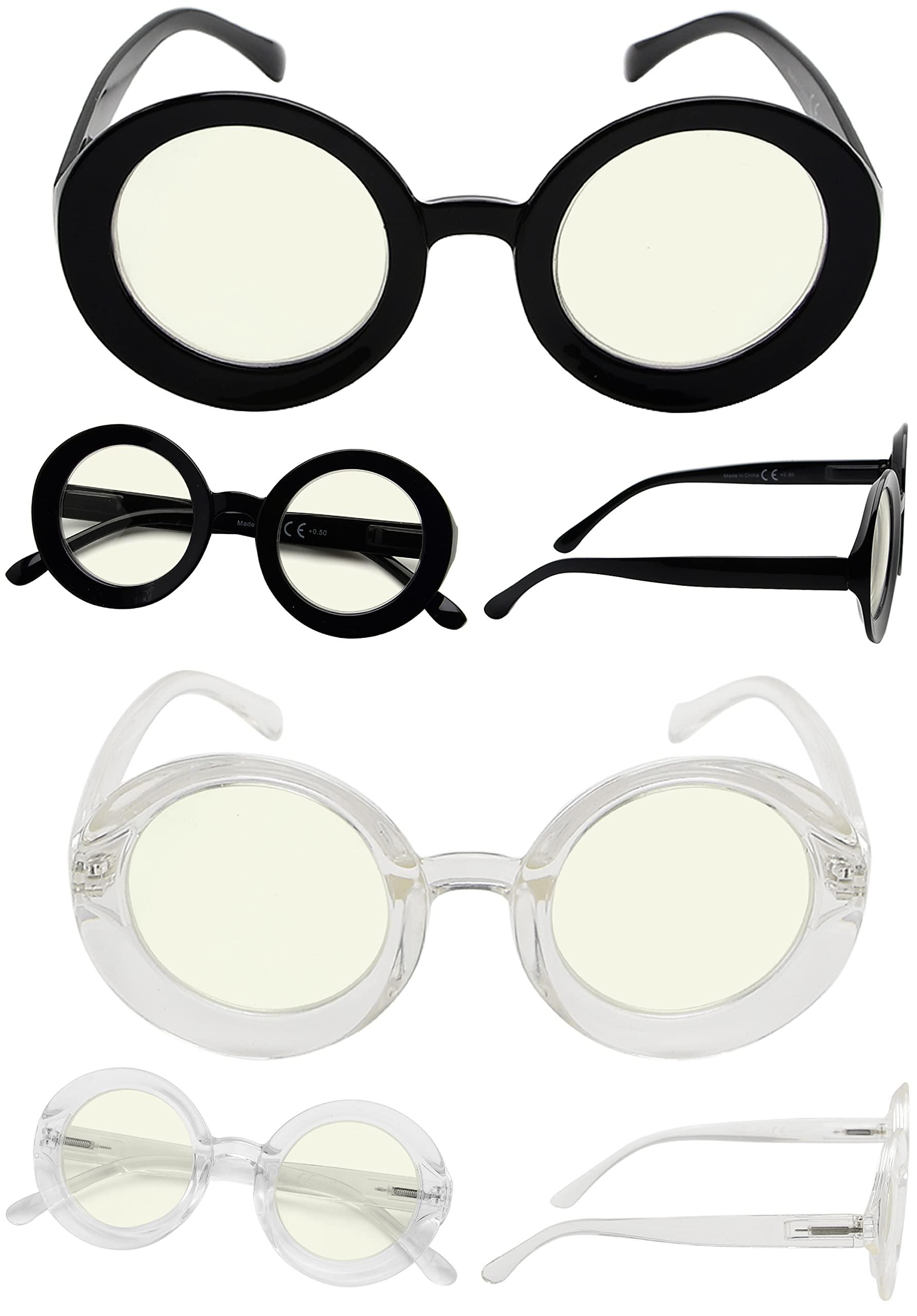 LUR LUR Blue Light Blocking Reading Glasses for Women - 4 Pack Round Computer Readers +1.00