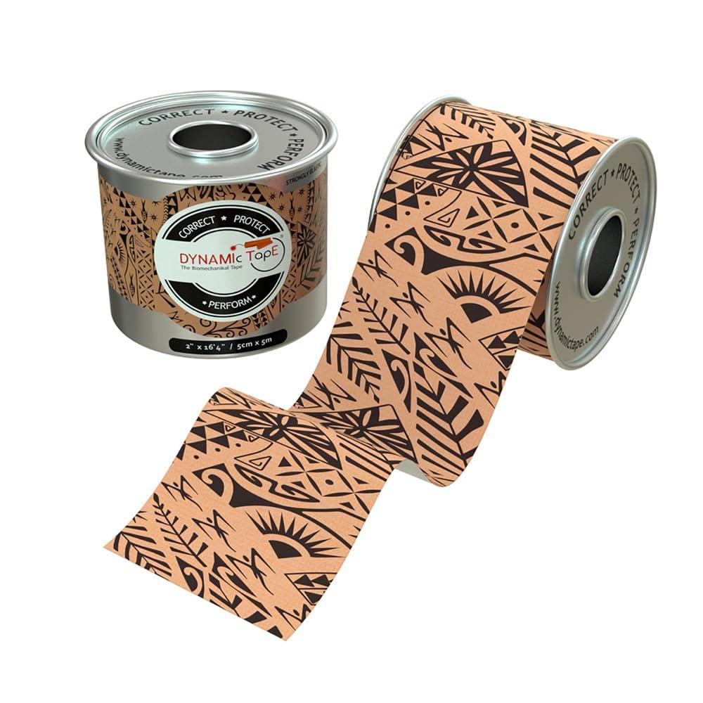 Dynamic Tape Dynamic Tape | Biomechanical Adhesive Tape | Physio Tape for Knee, Ankle, Shoulder, Leg, Muscle Support | Sports Tape for Football, Rugby, and More - Ideal for Athletes | Black & Beige - 2\" Width