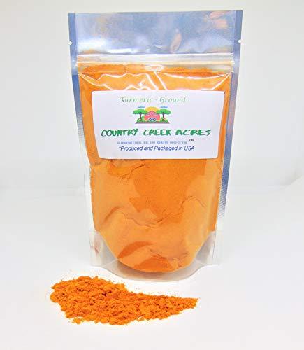 COUNTRY CREEK ACRES GROWING IS IN OUR ROOTS 4 oz Ground Turmeric Powder- Mildly Spicy, Warm with Floral Aromas-Country Creek LLC- Commonly Used to Flavor or Color Curry Powders, mustards, and Other Foods.