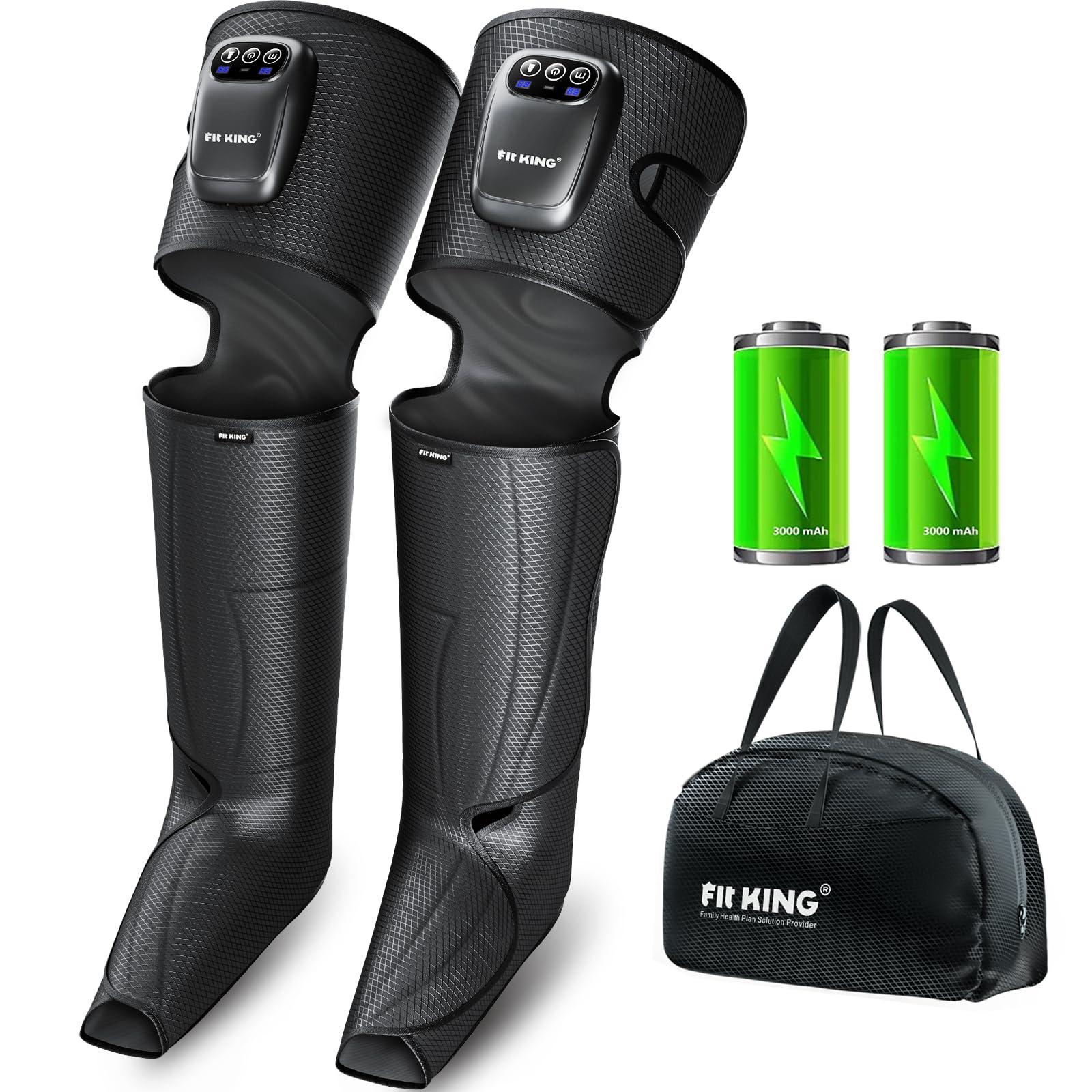 FIT KING FIT KING Cordless Full Leg Massager Compression Boots, Rechargeable Foot and Calf Massager for Travel, Blood Circulation & Fast Recovery, Pain Relief | No External Long Air Hoses,Gift Idea