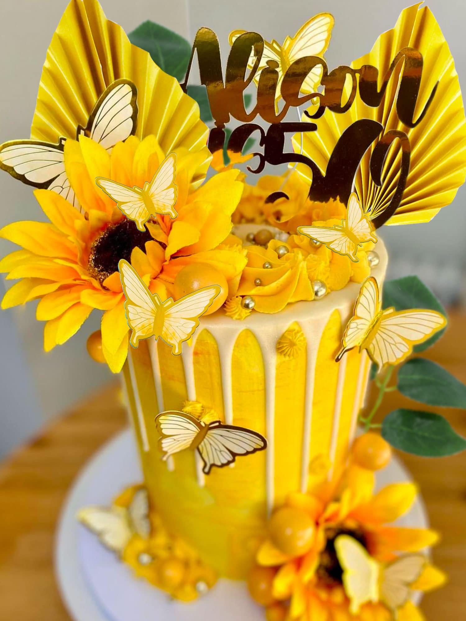 LaVenty LaVenty Sunflower Birthday Cake Decoration Sunflower Baby Shower Cake Topper Girl Sunflower Party Supplies Sunflower Cake Topper Wedding