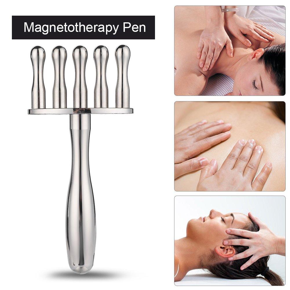 NSXAYIWE Magnetic Therapy Massage Fork, 5 Drainage Acid Pen Emotion Code Magnets, Magnetic Fork Meridians Points Massage Stick, Relaxing Body Massage Tool Healing Magnets (5)