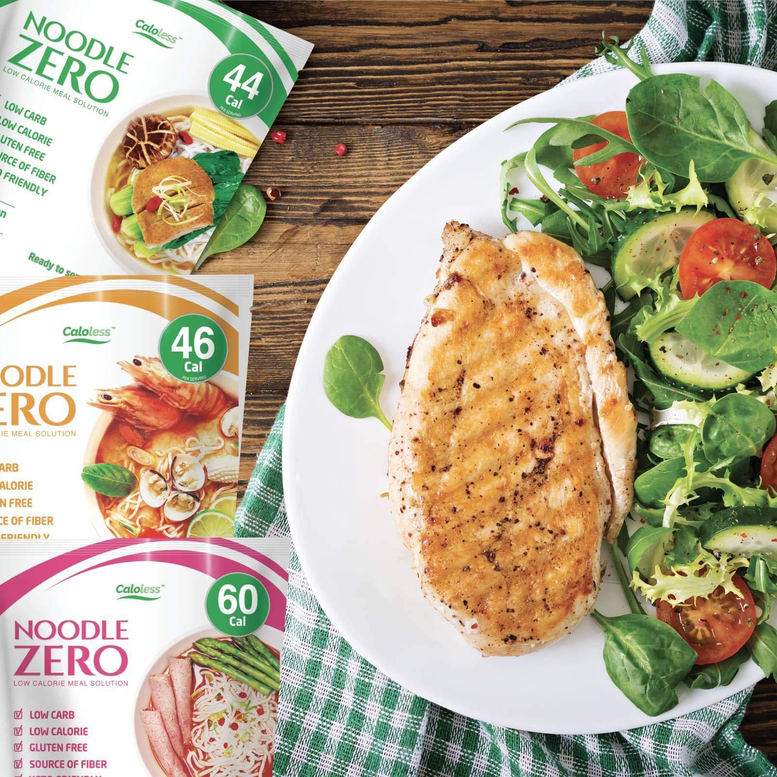 Caloless Caloless Konjac Shirataki Noodles 6-Pack Low Calorie Healthy Food (Chicken/Tom Yum/Chilli & Vinegar)-Gluten Free, Keto Snacks,Low Carbs Glucomannan Diabetic Noodle Pasta Flavor Variety Pack