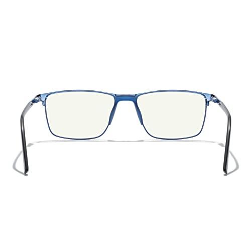 MERRY'S MERRY'S Fashion Blue Light Blocking Glasses - Reading Glasses Metal Frame Spring Hinge Readers for Men Eyeglasses (Blue-52MM, 2.00)