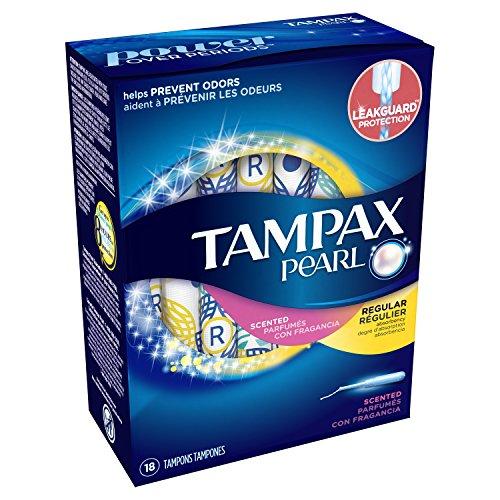Tampax Tampax Pearl Tampons with Plastic Applicator, Regular Absorbency, Scented, 18 Count (Pack of 1)